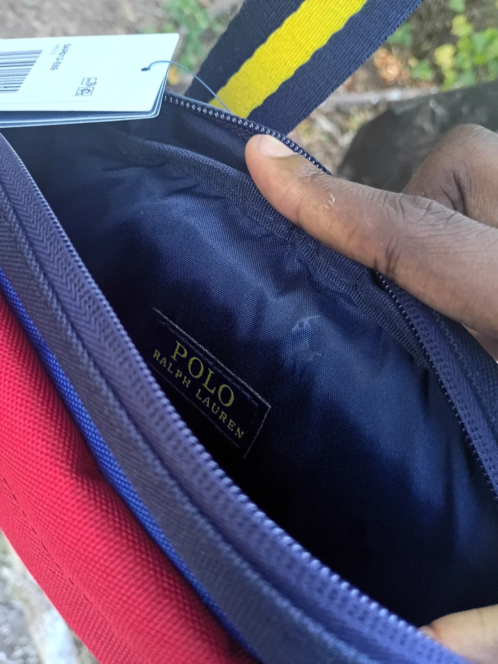 Polo by Ralph Lauren Navy Blue & Red Crossbody Belt Bag